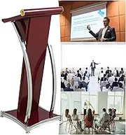 Presentation Podium, Wood Lectern Stand-Up Wood Lectern Metal Podium Stand, Professional Lectern with Wide Countertop, Conference Restaurant Pulpit