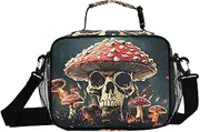 Mushroom Skull Scary Insulated Lunch Box for Women Men - Ideal for Work, Picnics - Includes Adjustable Shoulder Strap