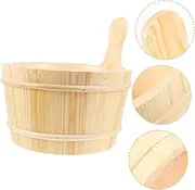 KONTONTY Wooden Sauna Bucket Set Warm Steamer Pot for Spa Sauna for Home Commercial Use