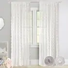 2 Pcs Pom Pom Linen Textured Sheer Curtain Light Filtering Farmhouse Boho Drape