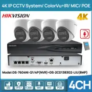 Hikvision 4CH 4K NVR 8MP IP Camera Security CCTV System MIC ColorVu+IR POE IP67