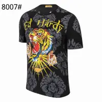 在飛比找蝦皮購物優惠-Ed Hardy 男式老虎水鑽三維印花嘻哈休閒短袖 T 恤上