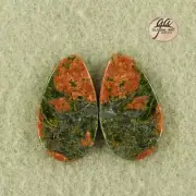 EA18615# 1 Pair Natural genuine Gemstone matched Unakite earrings Cab