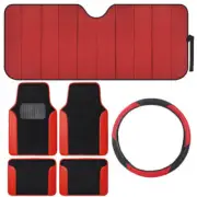 Car Accessory Gift Set Sunshade Two-Tone Carpet Floor Mats Steering Wheel Cover (for: Mini)