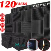 48~120 PACK 12"X12"X1" Acoustic Foam Panel Wedge Studio Soundproofing Wall Tiles