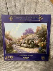 thomas kinkade puzzle “cobblestone village “1,000 pc size 27”x 20” New Sealed