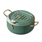 Tempura Frying Pan, 10 inch Deep Fryer Pot with Temperature Control, Carbon S...