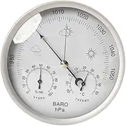 3 in 1 Weather Station for Indoor and Outdoor Use, Hygrometer Thermometer Barometer 132mm Dial Type Wall Hanging, Barometric Pressure Measures Simplicity & Easy Reading (Metric) Silver