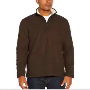 ORVIS Brown Fleece Lined Quarter 1/4 Zip Pullover Sweater Brand New
