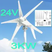 3000W Wind Turbine Generator 5 Blades Charger Controller Windmill Power DC 24V
