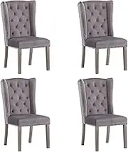 Generic Dining Chairs 4 pcs Grey Velvet,3055851