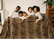 Vessia Leopard Printed Oversized King Size Blanket(120X120Inch), Soft Cozy