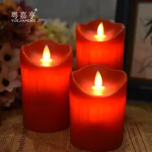 中國紅婚慶裝飾LED電子蠟燭燈搖擺晃動仿真石蠟假蠟燭酒吧婚慶燈