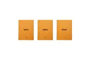 3x Rhodia Side Stapled A4+ Notepad w 4 Holes Office Stationery Ruled Orange