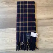 Brooks Brothers Lambswool Scotland Scarf Plaid Windowpane Check Fringed 58"x11.5