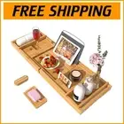Versatile Bamboo Bath Caddy Tray – Stylish Organizer for Toiletries and Drinks