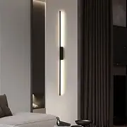 Black LED Wall Light Modern Metal Linear Wall Mounted Lamp Indoor Led Wall Sconce Lighting Long Strip Design Indoor Wall Lamp for Living Room Bedroom Porch Hal