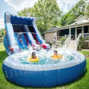 7.3m Commercial Inflatable Bounce House Blue Water Slide Combo Large Pool Kids