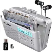KLIM K7 Portable Cassette Tape Player + Digital MP3 Converter,Headphones, Silver