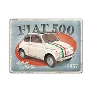 Nostalgic-Art Large Metal Hanging Plaque/Sign Fiat 500 Turin Italia 30x40cm