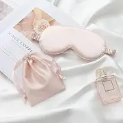 Silk Eye Mask Set for Ultimate Comfort and Restful Sleep Silk Eye Mask Sleep Aid Set Travel Sleep Kit Restful Sleep (Flesh Pink)