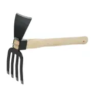 Dual-Purpose Hoe With Short Wooden Handle, Handheld Garden Tool 2 in 1 Rake Y5P4