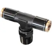 Aeroflow 1/8" NPT to 3/16" Nylon Quick Release Tee Fitting, AF124-02BLK