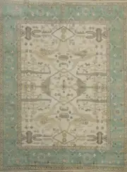 Exquisite Oushak Indian Wool Rug Handmade Bedroom 8x10 ft Ivory Carpet
