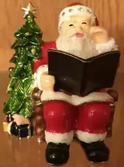 SANTA CLAUS ART FORM OBJET D'ART TRINKET RING BOX RHINESTONES & ENAMEL