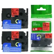 2/Pack 18mm Black on Red Tape for P-touch Model PT2210, PT-2210 Label Maker
