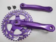 44T Tooth Purple Crank Set with Chainring Fixed Gear 170mm Crank Arms 9/16" Peda