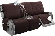 [Smarcute] 100% Waterproof Recliner Cover 1-Piece Recliner Sofa Cover for 3 Cushion Couch Furniture Protector Cover with Non Slip Backing and Strap for Kids, Dogs, Pets(3 Seater, Chocolate)