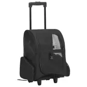 Foldable Pet Trolley Black Multi-Functional Cat Dog Carrier Travel Cart