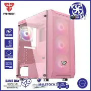 Fantech PC Gaming Computer Case Tempered Glass ATX Tower with 4 x Fixed RGB Fan
