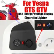 For Vespa GTS 125 250 300 GTV GTS250 GTS300 Accessories Front Mobile Phone USB Port Charger Voltage Display Cigarette Lighter