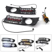 For Audi A4 B6 2001-05 2 x Honeycomb Mesh Grille LED Fog Light Cover Turn Signal