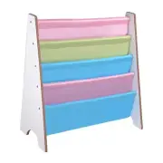 Wood Kids Bookcase Book Shelf Sling Storage Rack Organizer Display Holder White