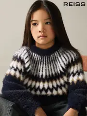 Reiss Navy Indy 9-13 yrs Fairisle Jumper With Alpaca Wool And Cashmere (AK0956) | $90