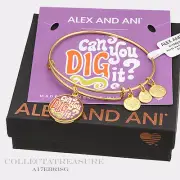 Authentic Alex and Ani "Can You Dig It" Yellow Gold Charm Bangle