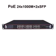 24 Port PoE Ethernet Switch+Gigbit 2 SFP 400W 802.3af for Network IP Camera NVR