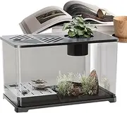 Fish Tank - Large Fish Tank Kit Desktop Aquarium | Modern Container Panoramic HD with Turtle Resting Area for Guppy Betta Jellyfish Shrimp Apartment Home Office