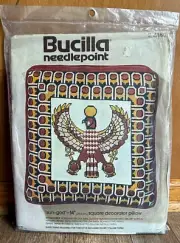 VTG New Bucilla Needlepoint Pillow Kit "SUN GOD" #4880 Crewel Sealed