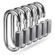 304 Stainless Steel Chain Quick Links, 5 Pack 1/4" Locking Carabiners, D Shape R