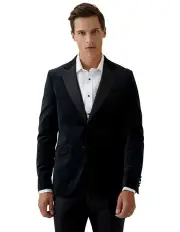[Oxford] Blake Velvet with Peak Lapel Blazer in Black