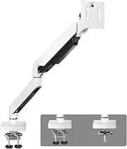 Listed TV Mount Single Monitor Desk Mount, Heavy Duty Monitor Arm for 17-49 inch Screens up to 33lbs, Fully Adjustable Ultrawide Single Monitor Mount, VESA 75/100mm Motion TV Bracket(White)