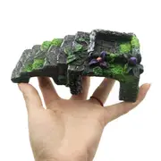 Catzon Turtle Terrace Reptile Habitat Cave Resin Rock Hideout Fish Tank Decor for Lizards Frogs Snakes-663SB