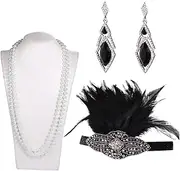 [VALICLUD] 6pcs Vintage Flapper Costume Accessories Elegant Headband Gloves Holder Necklace and Holder for Parties Prom and Themed Events
