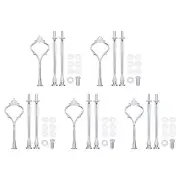 5 Set Cake Tray Stand Handle Plate Hardware Fitting, 3-Tiers Crown Silver
