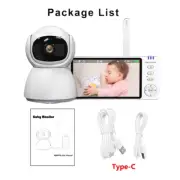 5"IPS Video Baby Monitor with Pan Tilt Child Camera Wireless 2-Way Audio Night V