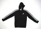 Adidas Essentials Fleece 3 Stripe Full Zip Hoodie Athletic Jacket Black Mens S